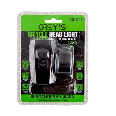 Ліхтарик на велосипед Grey's LED 1xCree XP-G 400lm 1050mAh microUSB 3525 фото