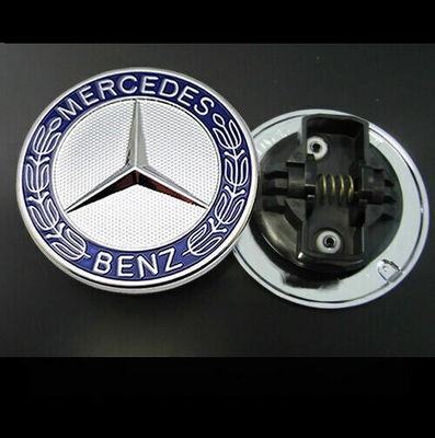 Емблема на капот Mercedes-Benz 57 мм хром/синя w412 фото
