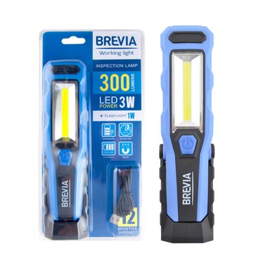 Ліхтар інспекційний Brevia LED 8SMD+1W LED 300lm 2000mAh microUSB 3460 фото