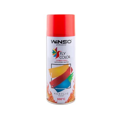 Акрилова термостійка спрей-фарба 600° Winso 450мл багряно-червоний (FLAME RED/RAL3000) 7004 фото