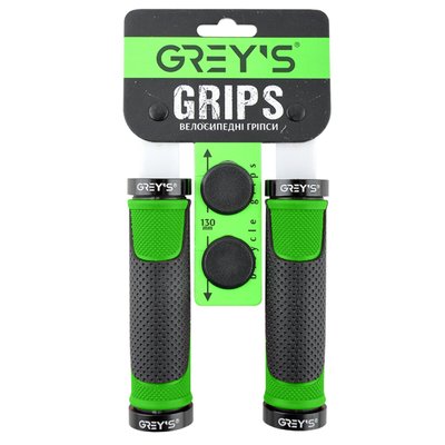 Гріпси керма Grey's з гумовим покриттям 130мм чорно-зелені 2шт 3274 фото