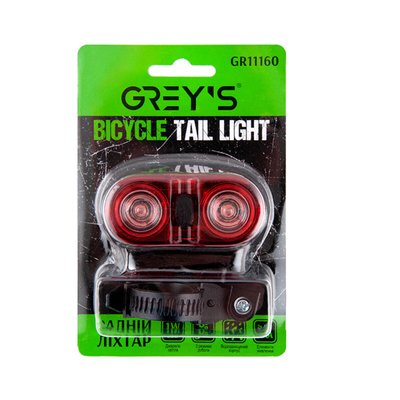 Ліхтарик на велосипед задній Grey's 2хLEDs 1W 3527 фото