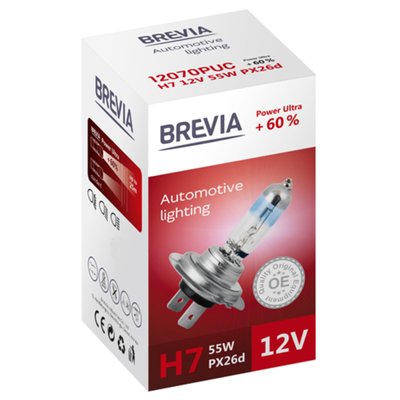 Галогенова лампа Brevia H4 12V 60/55W P43t Power Ultra +60% CP 100 фото