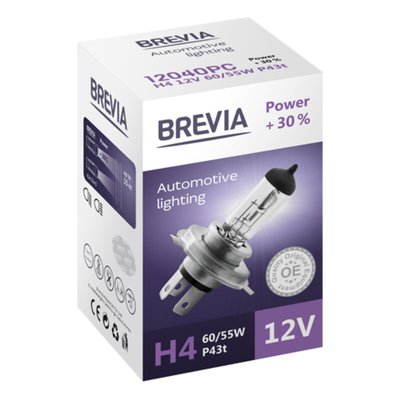 Галогенова лампа Brevia H4 12V 60/55W P43t Power +30% CP 99 фото