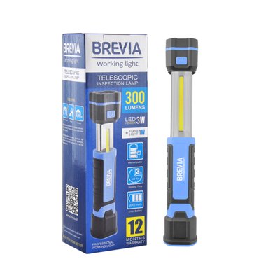 Телескопічна інспекційна лампа Brevia LED 3W COB+1W LED 300lm 2000mAh, microUSB 3461 фото
