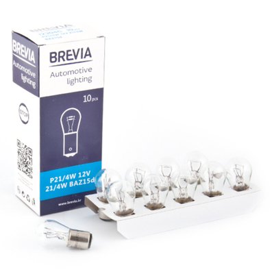 Лампа розжарювання Brevia P21/4W 12V 21/4W BAZ15d CP, 10шт 127 фото