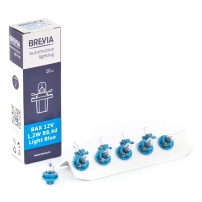 Лампа розжарювання Brevia BAX 12V 1.2W B8.4d Light Blue CP, 10шт 156 фото