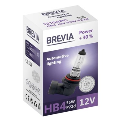 Галогенова лампа Brevia HB4 12V 55W P22d Power +30% CP 122 фото