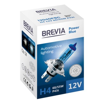Галогенова лампа Brevia H4 12V 60/55W P43t Power Blue CP 104 фото