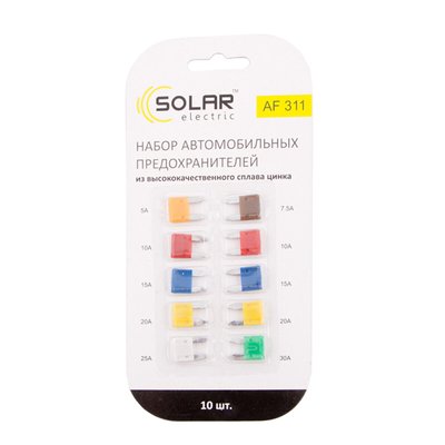 Набір запобіжників Solar AF311 "міні", цинковий сплав, 10шт 2223 фото
