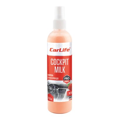 Поліроль-молочко для панелі приладів Carlife Cockpit Milk Полуниця, 250мл 3478 фото