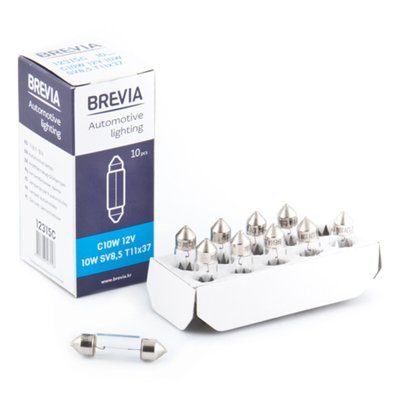 Лампа розжарювання Brevia C10W 12V 10W SV8.5 T11x37 CP, 10шт 147 фото