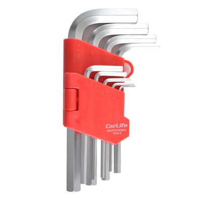 Набір ключів Carlife CR-V matt Г-подібних, 1.5-10мм, короткі, 9шт 1705 фото