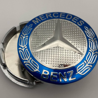 Ковпачки для дисків Mercedes 56 мм 52 мм хром/сині g8 фото