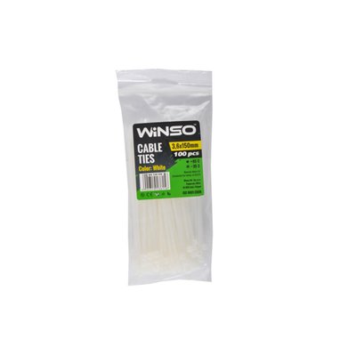 Хомути Winso пластикові білі 3,6x150, 100шт 6271 фото