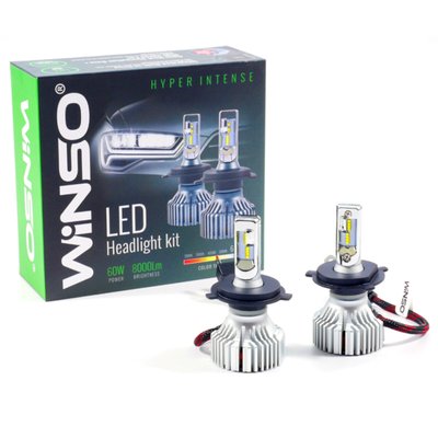 LED автолампа Winso H4 12/24V 60W 8000Lm 6500К ZES Chip, 2шт 6836 фото