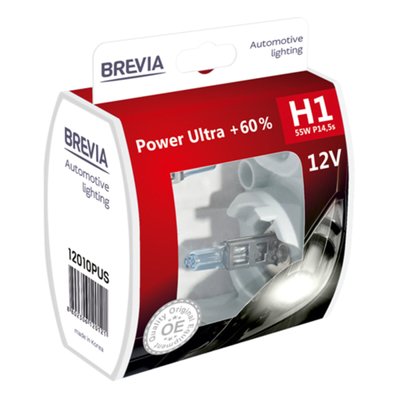 Галогенова лампа Brevia H1 12V 55W P14.5s Power Ultra +60% S2 81 фото