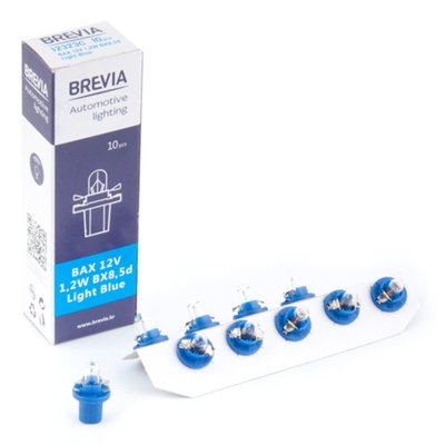Лампа розжарювання Brevia BAX 12V 1.2W BX8.5d Light Blue CP, 10шт 159 фото