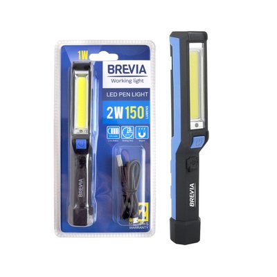 Ліхтар інспекційний Brevia LED Pen Light 2W COB+1W LED 150lm 900mAh microUSB 3458 фото
