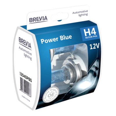 Галогенова лампа Brevia H4 12V 60/55W P43t Power Blue S2 105 фото
